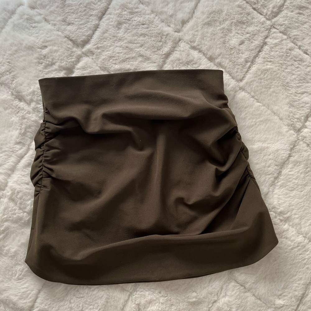 Zara Olive Green Mini Rutched Skirt